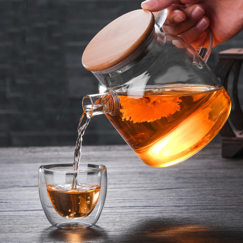 Glass Teapot with Bamboo Lid — kitchen decor, view 2