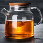 Glass Teapot with Bamboo Lid — kitchen decor, view 1