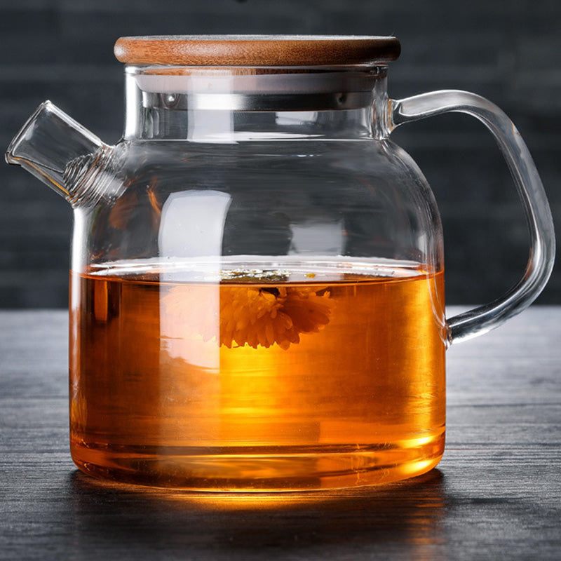 Glass Teapot with Bamboo Lid — kitchen decor, view 1