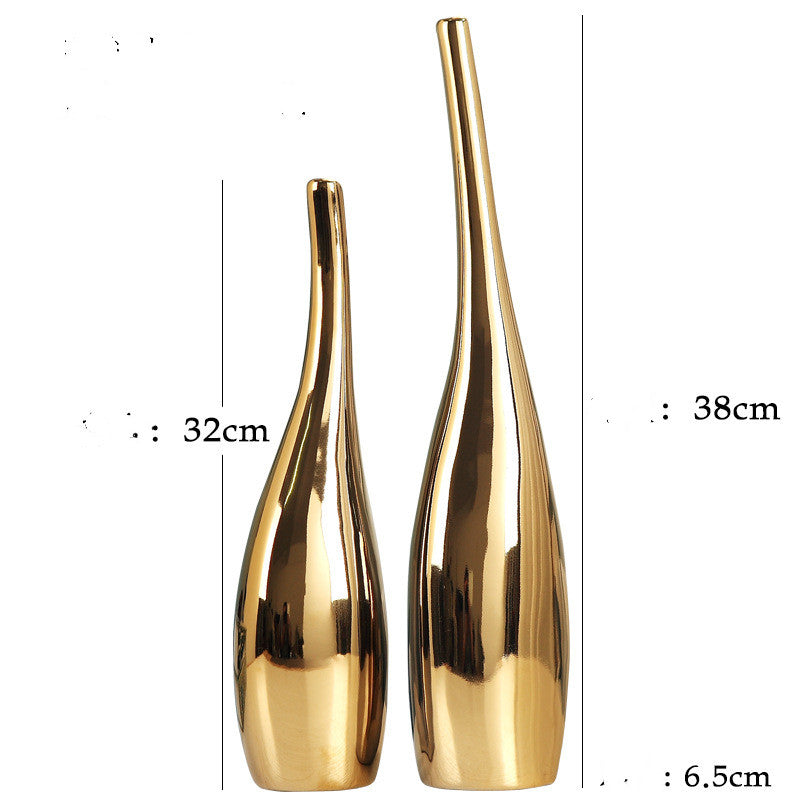 Gold-Rimmed Ceramic Accent Vase — glazed ceramic vases decor, view 7