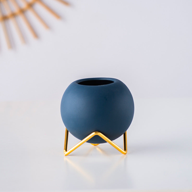 Globe Vase on Brass Stand — vases decor, view 2