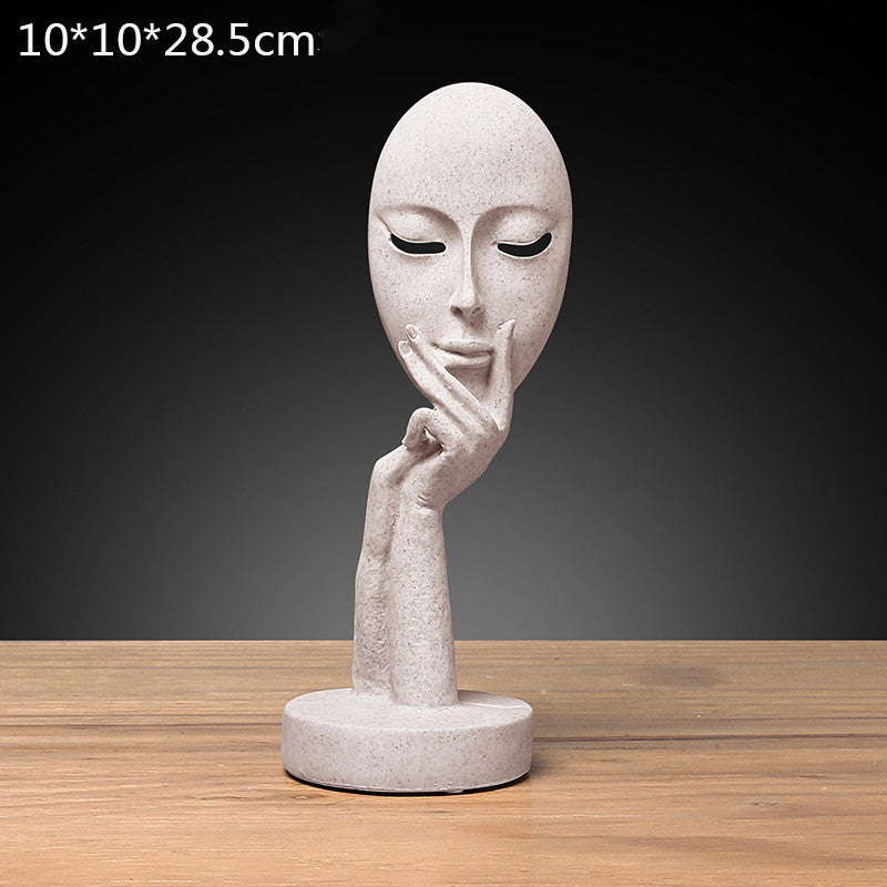 Stone-Look Face Figures — cast resin sculpture decor, view 5