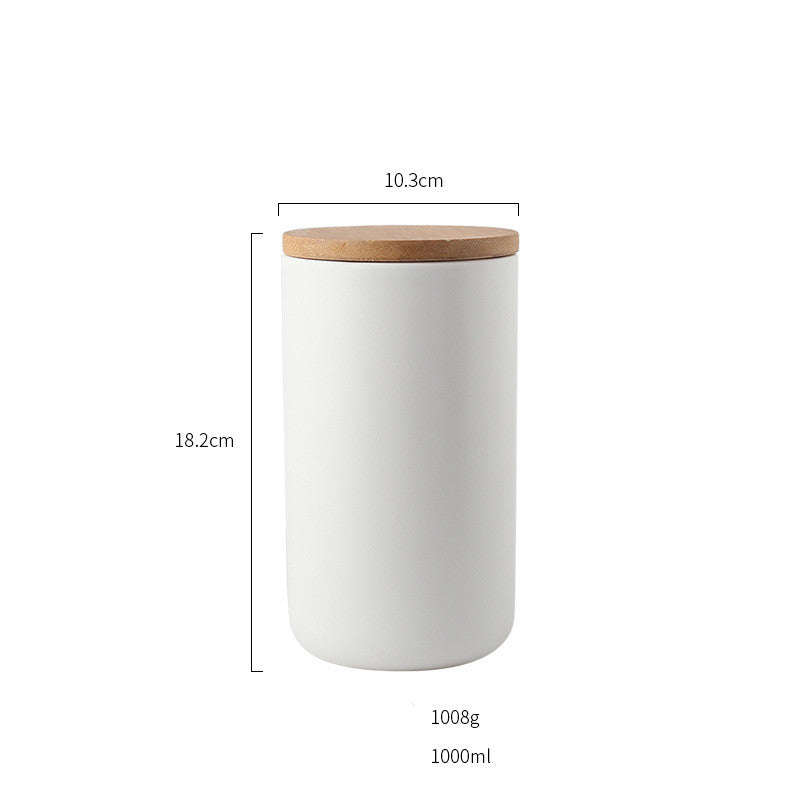 Ceramic Storage Jar with Wooden Lid — glazed ceramic desk decor, view 7