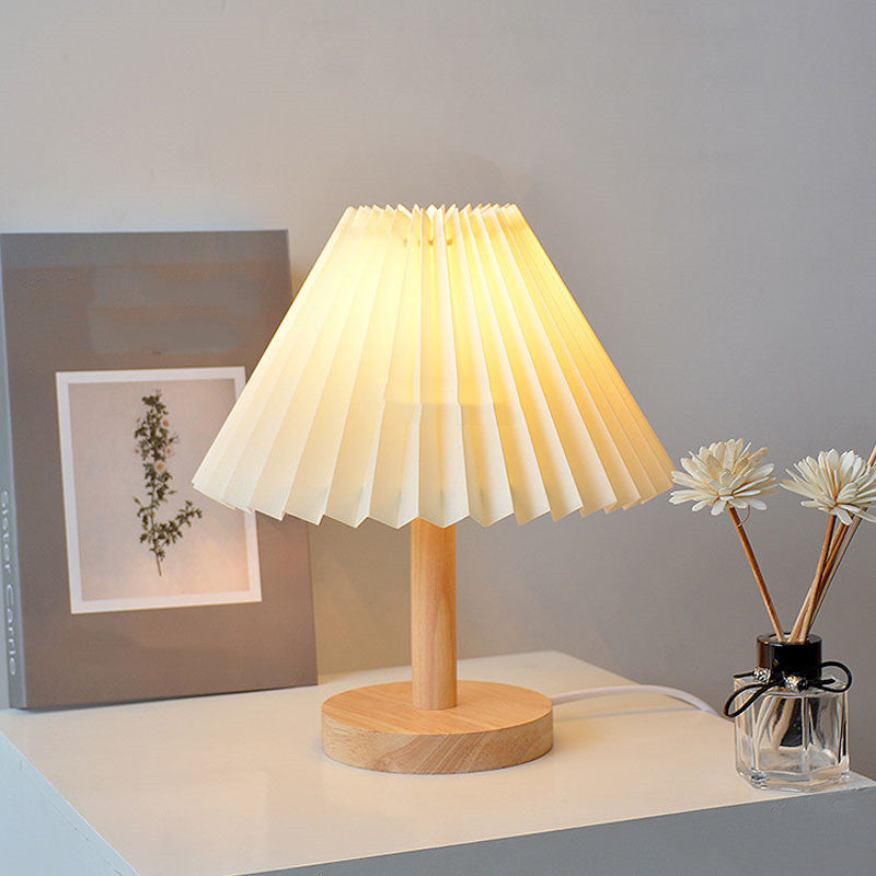 Pleated Shade Wood Lamp, lighting decor, view 2