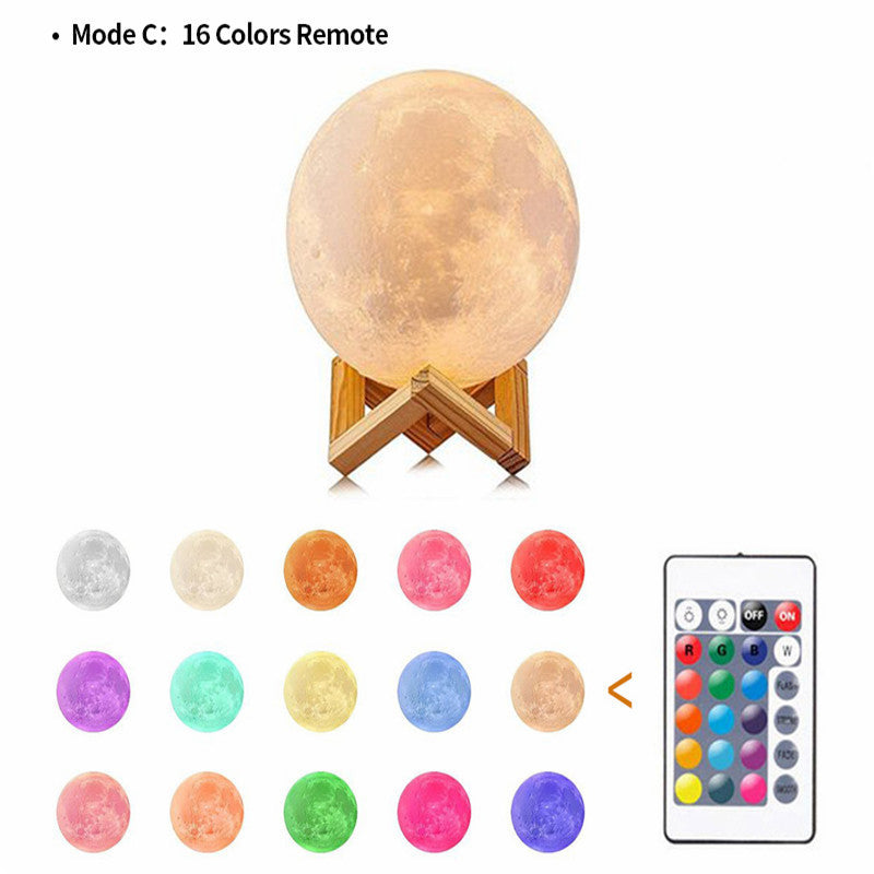 Moon Lamp on Oak Stand — soft-touch polyethylene lighting decor, view 4