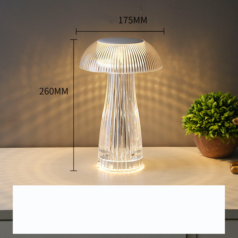 Crystal Jellyfish Table Lamp — cut crystal glass lighting decor, view 4