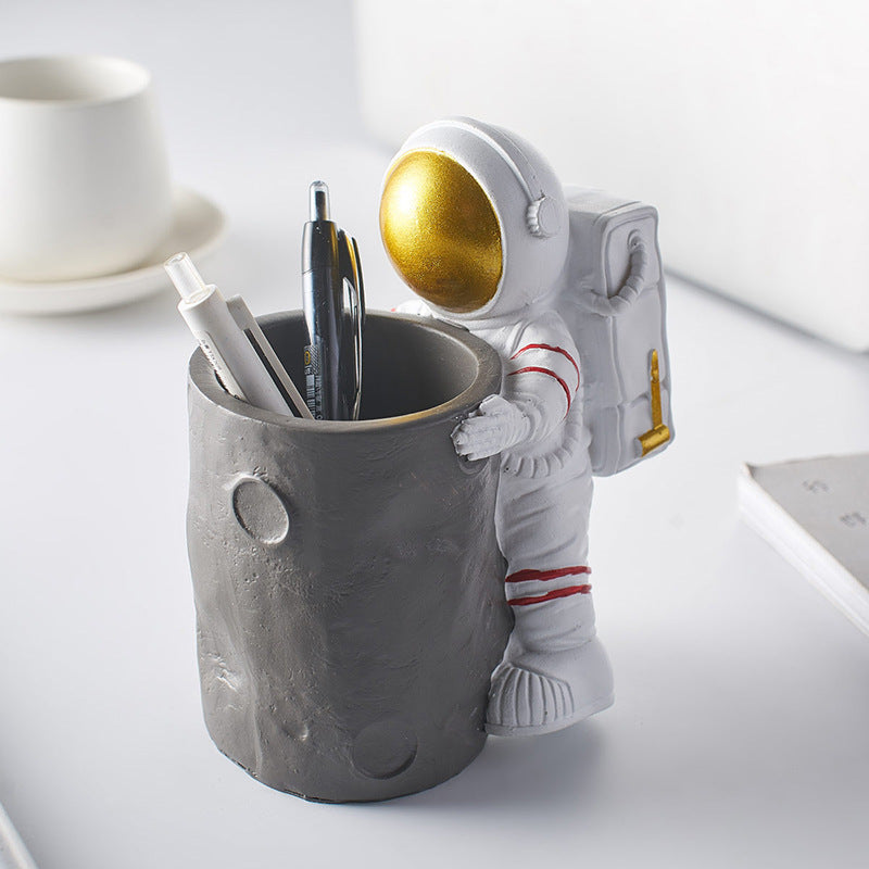 Astronaut Pen Holder — cast resin desk decor, view 3