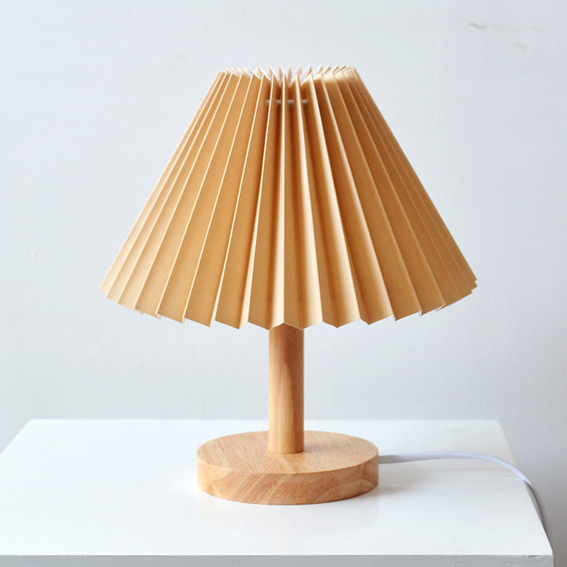 Pleated Shade Wood Lamp, table lamp, view 1