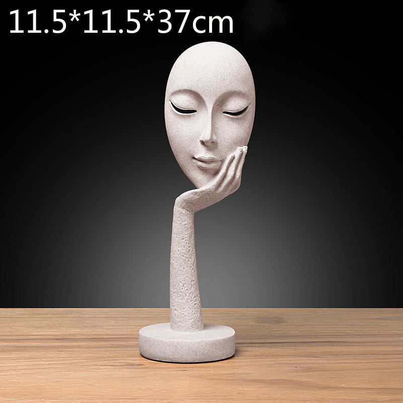 Stone-Look Face Figures — cast resin sculpture decor, view 3