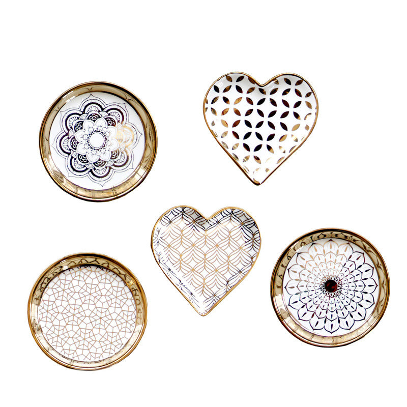 Gilded Ceramic Catch-All Tray — glazed ceramic trays decor, view 1