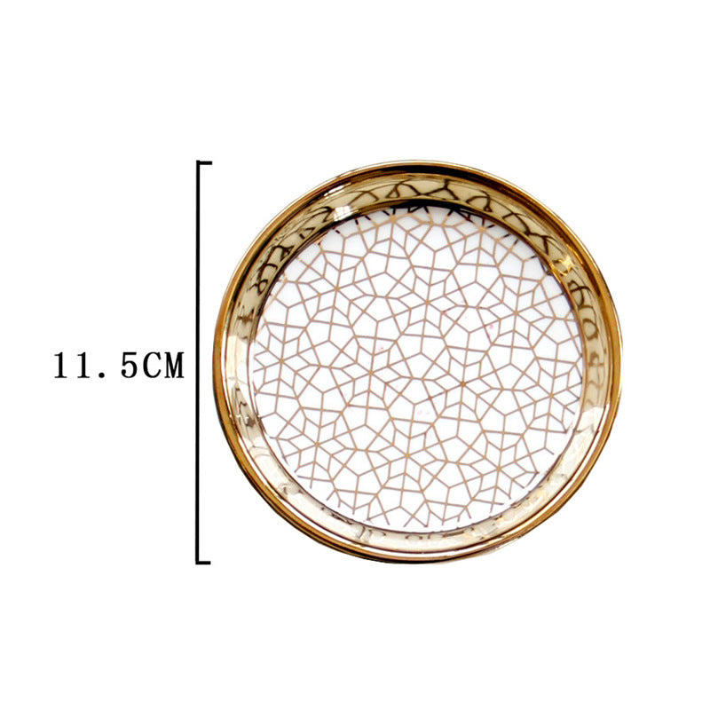 Gilded Ceramic Catch-All Tray — glazed ceramic trays decor, view 4