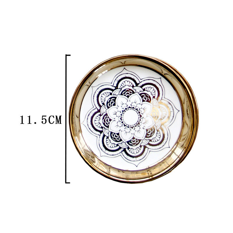 Gilded Ceramic Catch-All Tray — glazed ceramic trays decor, view 6
