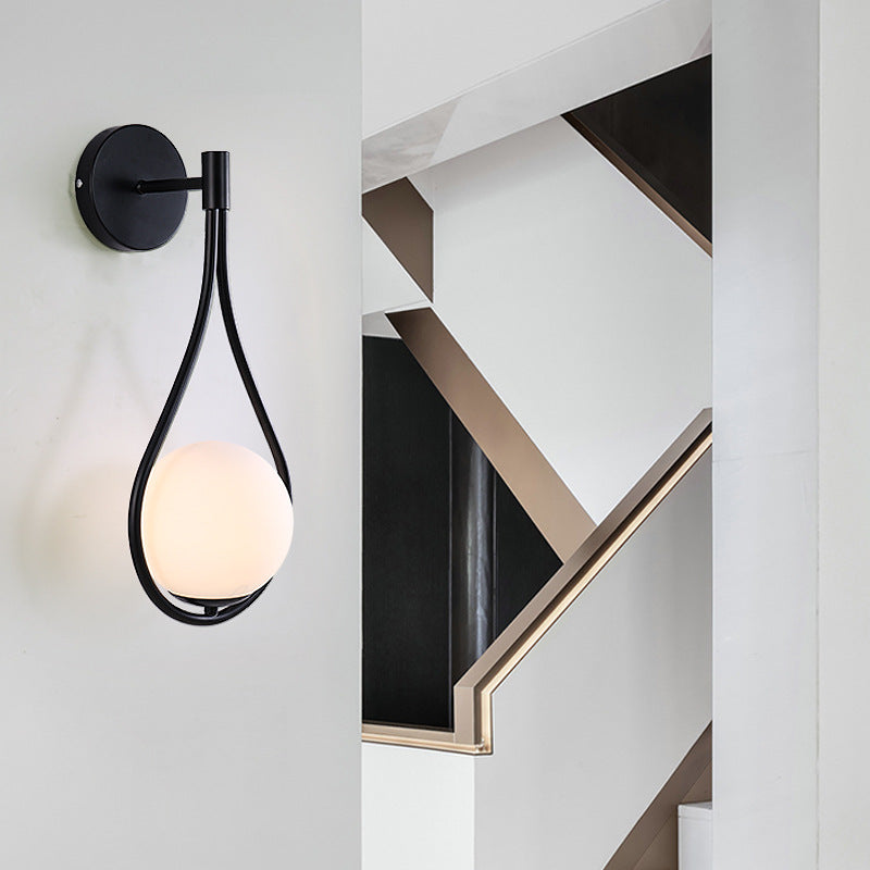 Brass Arc Bedside Wall Lamp — powder-coated metal lighting decor, view 3
