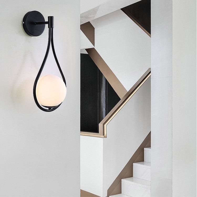 Brass Arc Bedside Wall Lamp — powder-coated metal lighting decor, view 5