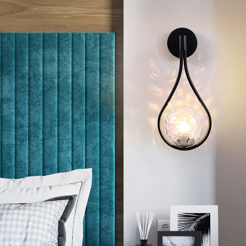 Brass Arc Bedside Wall Lamp — powder-coated metal lighting decor, view 6