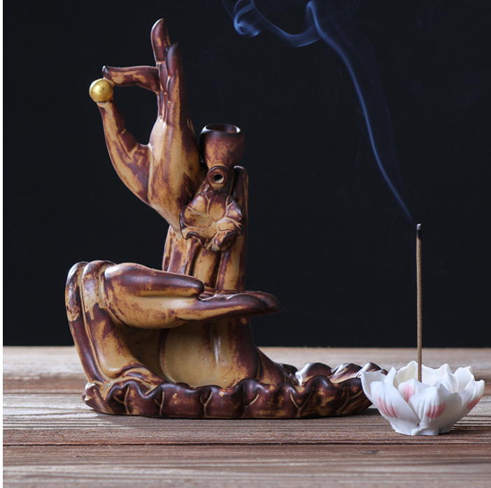 Lotus Dual-Use Incense Burner — glazed ceramic incense decor, view 3
