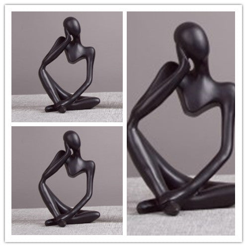 Black Thinker Trio — cast resin sculpture decor, view 7
