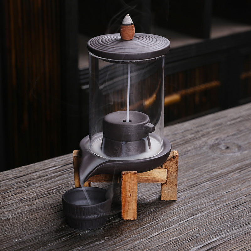 Handmade Waterfall Incense Burner — glazed ceramic incense decor, view 5