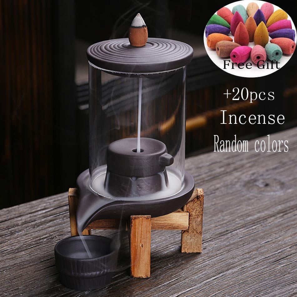 Handmade Waterfall Incense Burner — glazed ceramic incense decor, view 1