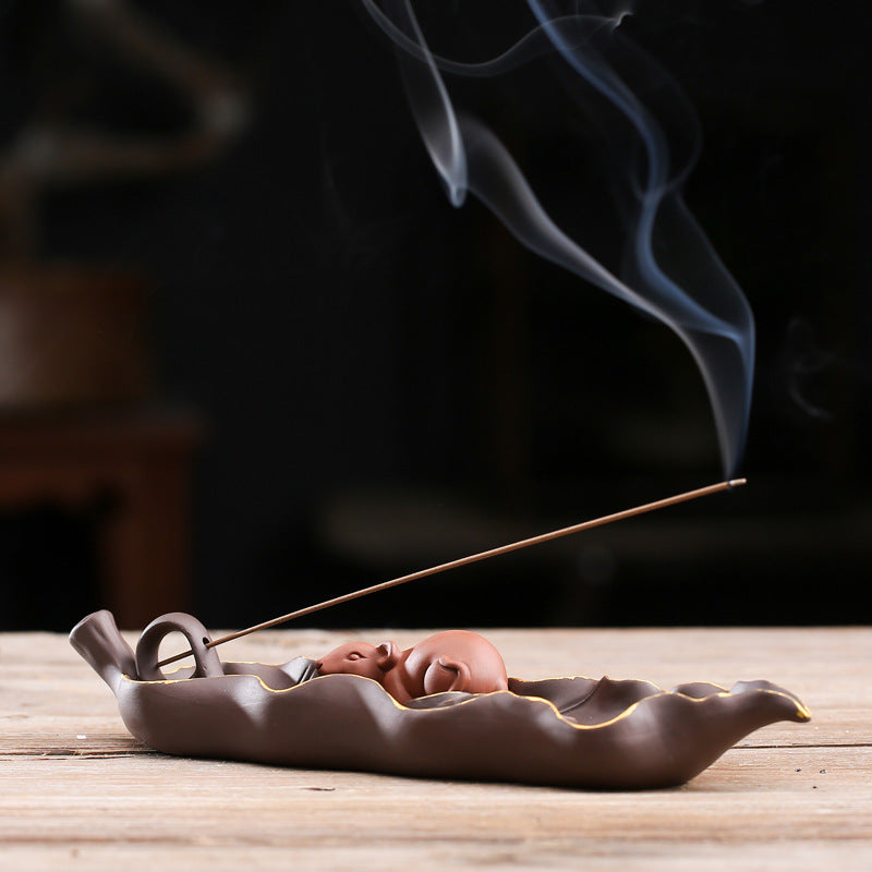 Reclining Stick Incense Holder — glazed ceramic incense decor, view 6