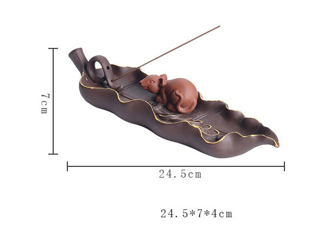 Reclining Stick Incense Holder — glazed ceramic incense decor, view 1