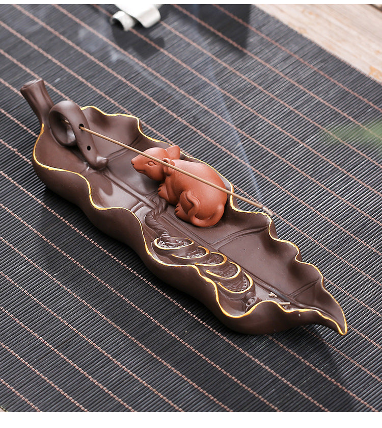 Reclining Stick Incense Holder — glazed ceramic incense decor, view 7