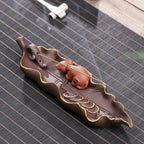 Reclining Stick Incense Holder — glazed ceramic incense decor, view 3