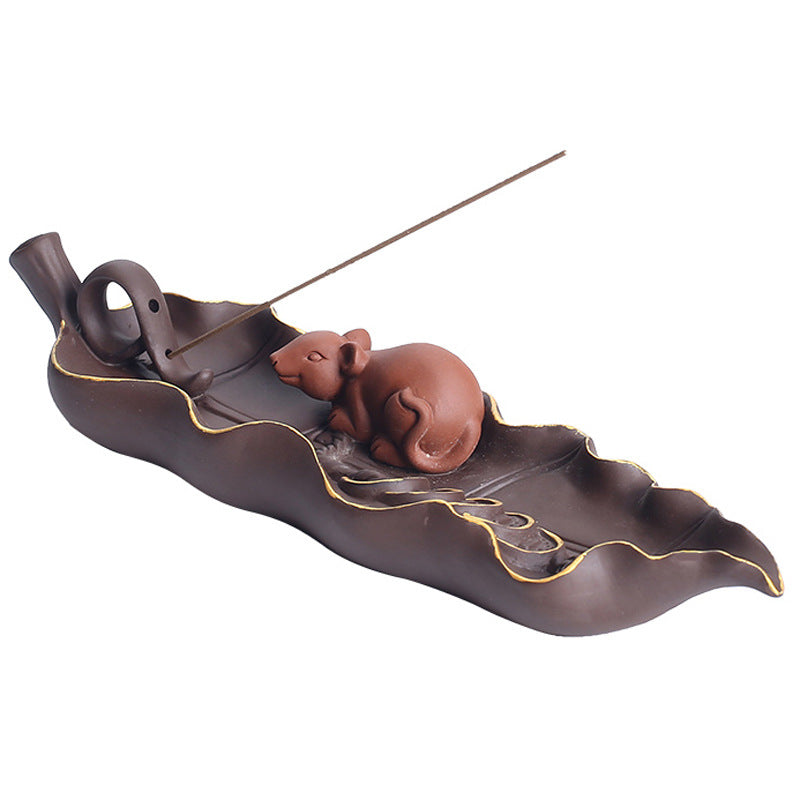 Reclining Stick Incense Holder — glazed ceramic incense decor, view 5