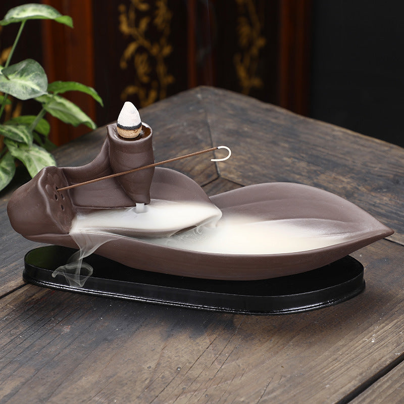 Zen Sandalwood Burner — glazed ceramic incense decor, view 3