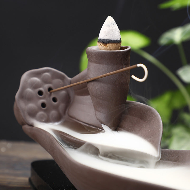 Zen Sandalwood Burner — glazed ceramic incense decor, view 2