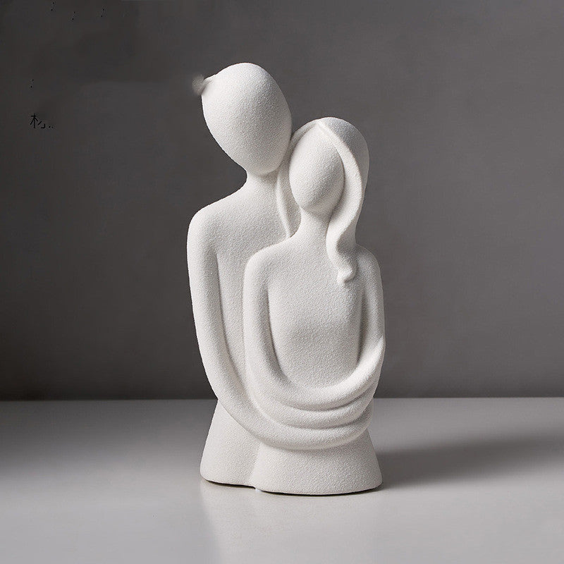 Embracing Couple Sculpture — cast resin sculpture decor, view 1