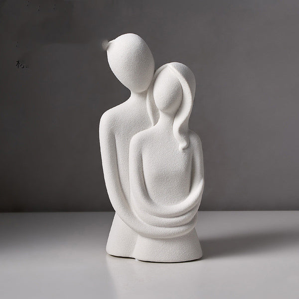 Embracing Couple Sculpture — cast resin sculpture decor, view 1