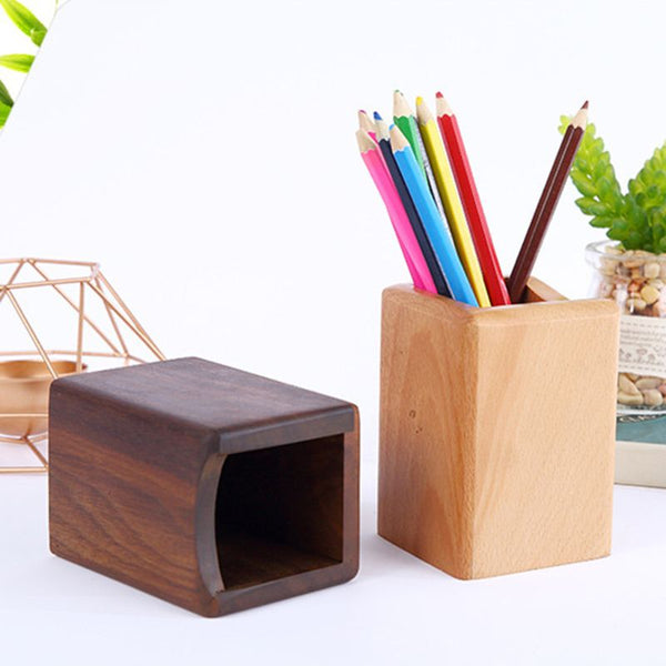 Walnut & Oak Pen Cubes — solid wood desk decor, view 1