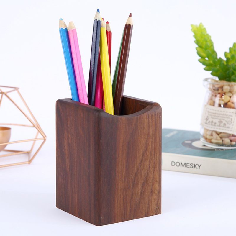 Walnut & Oak Pen Cubes — solid wood desk decor, view 5