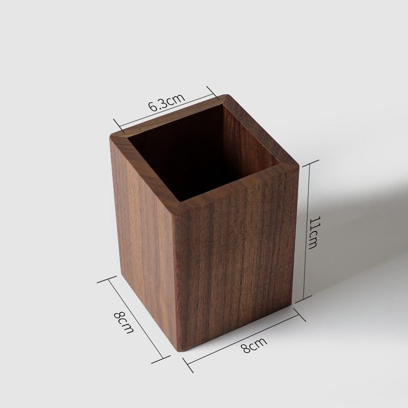 Wooden Pen & Stationery Holder — solid wood desk decor, view 6