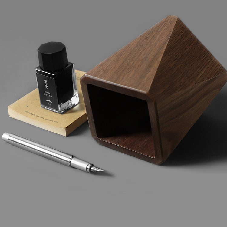 Wooden Pen & Stationery Holder — solid wood desk decor, view 8