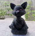 Meditating Cat Figurine — glazed ceramic sculpture decor, view 3