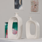 White Ceramic Bud Vase — glazed ceramic vases decor, view 2