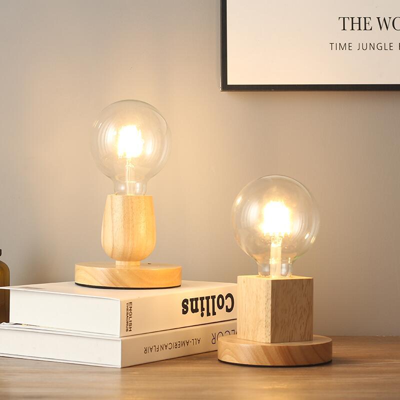 Bulb and Oak Bedside Lamp — lighting decor, view 4
