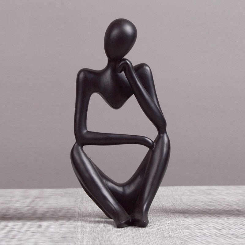 Black Thinker Trio — cast resin sculpture decor, view 8