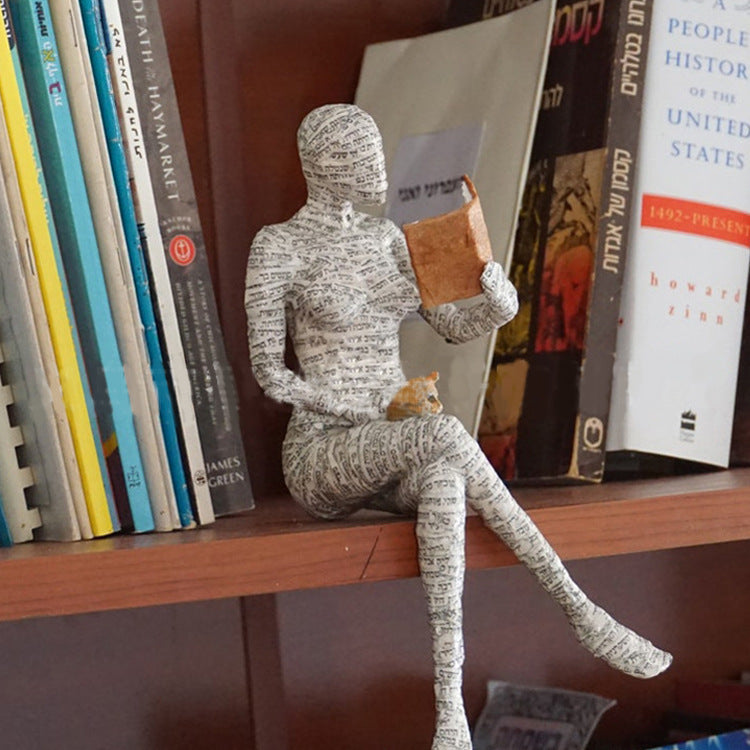 Reading Woman Sculpture — cast resin sculpture decor, view 12