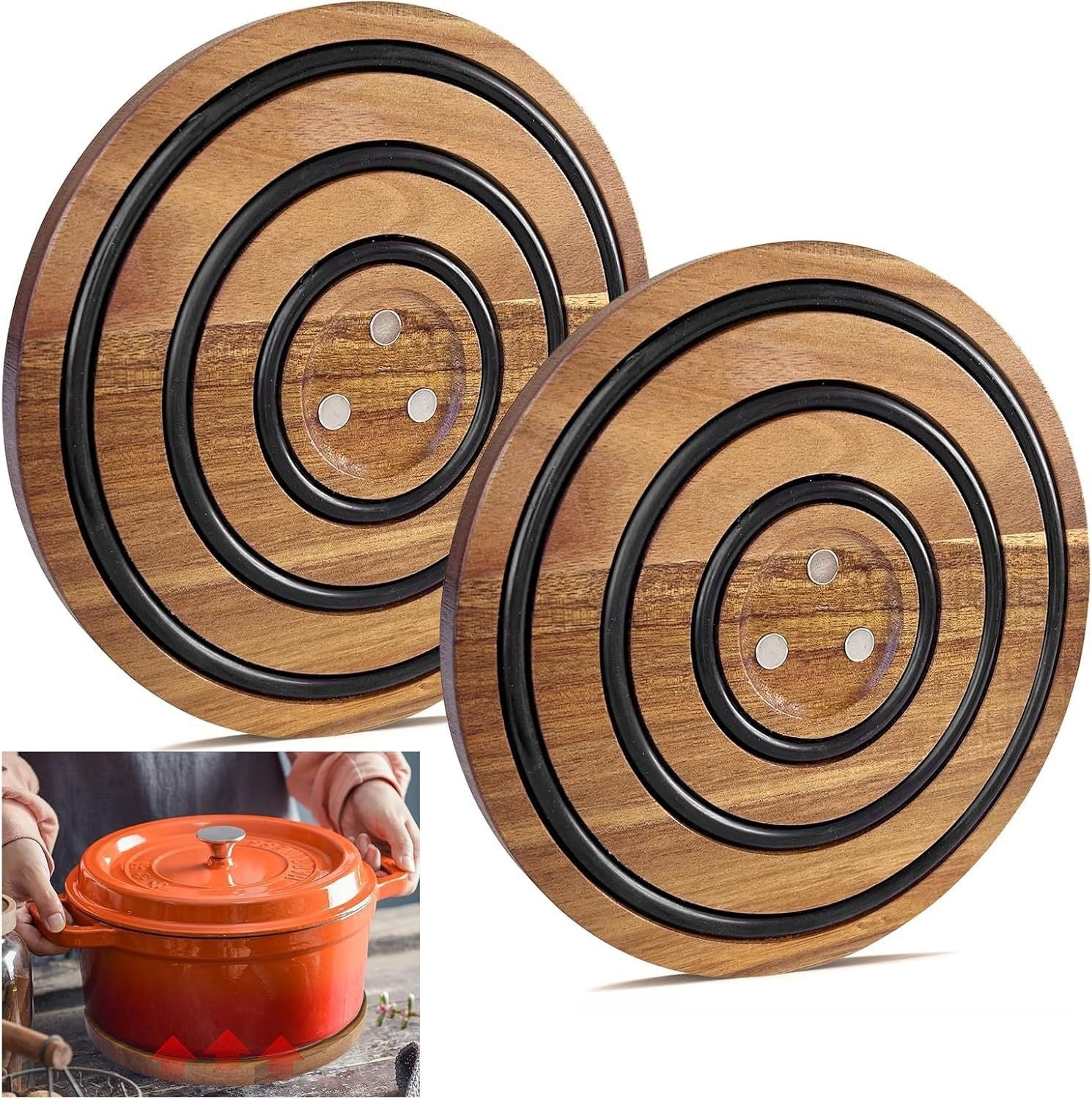 Round Acacia Trivet — kitchen decor, view 6