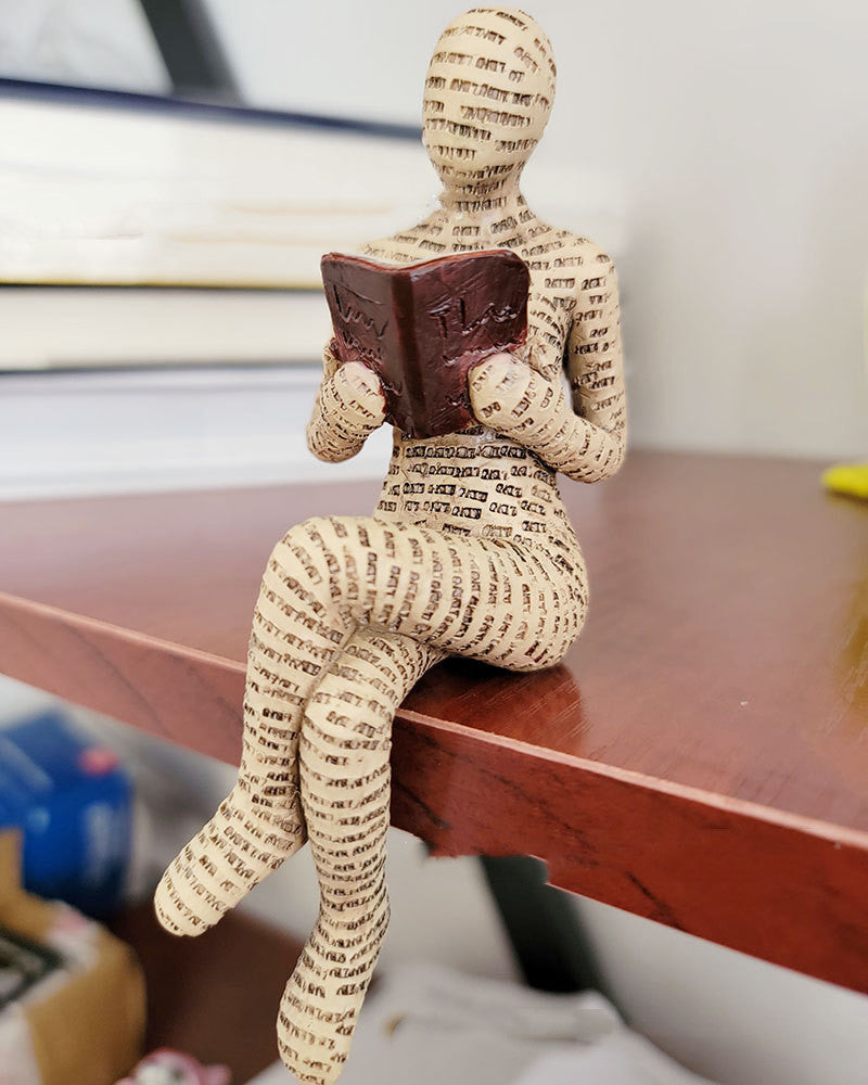 Reading Woman Sculpture — cast resin sculpture decor, view 4