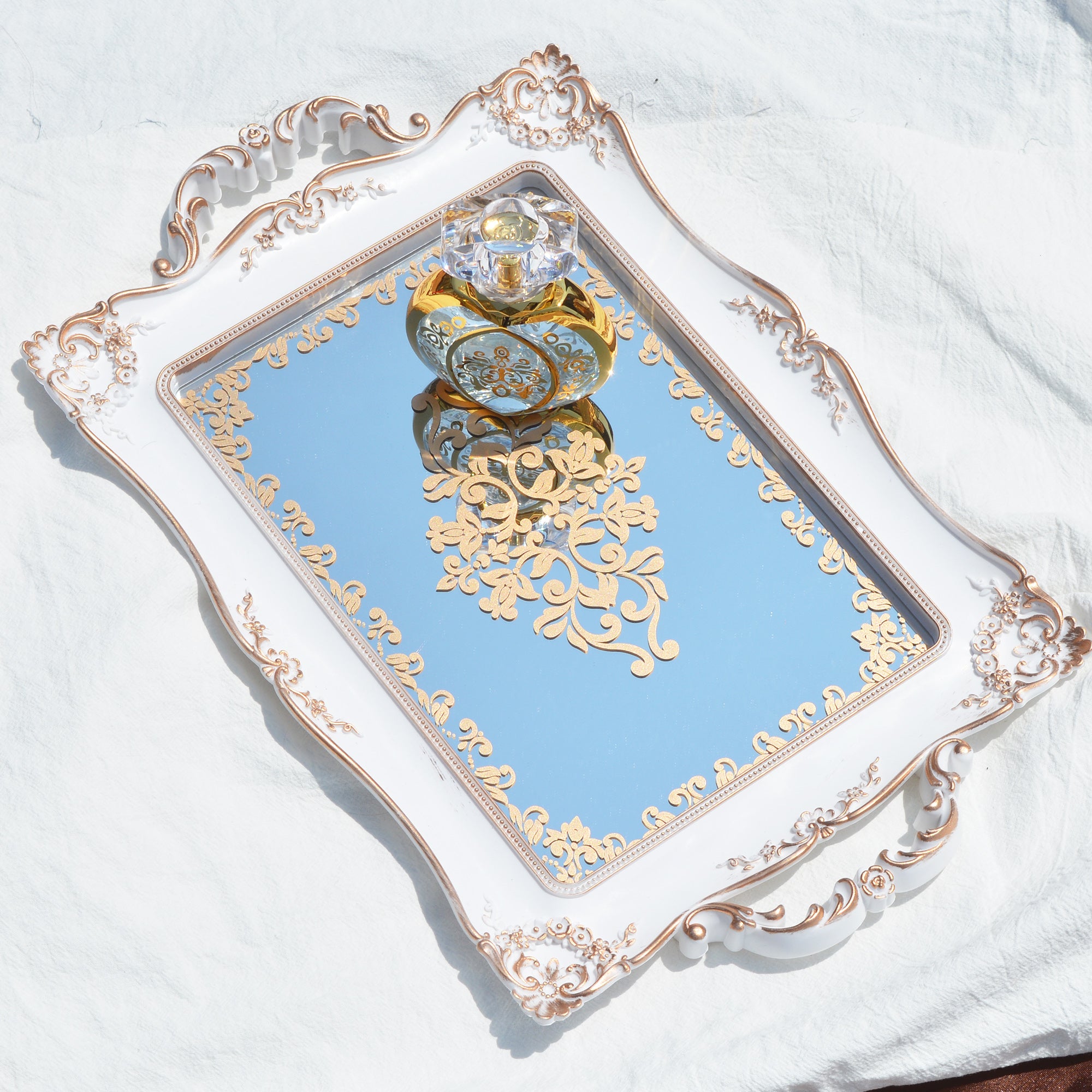 Mirrored Vanity Tray — glass trays decor, view 3