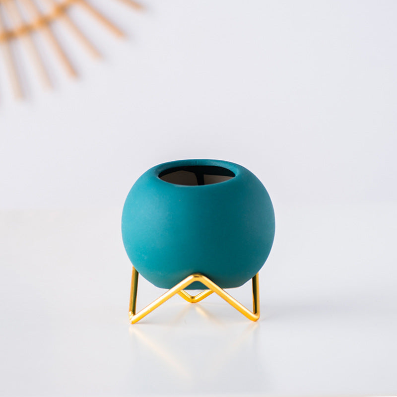Globe Vase on Brass Stand — vases decor, view 5