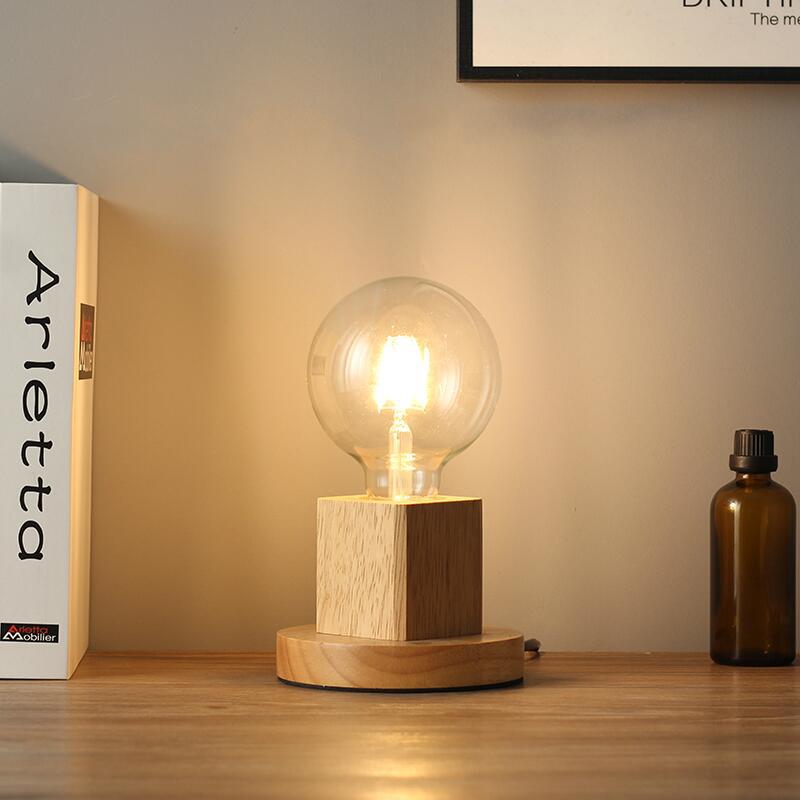 Bulb and Oak Bedside Lamp — lighting decor, view 5