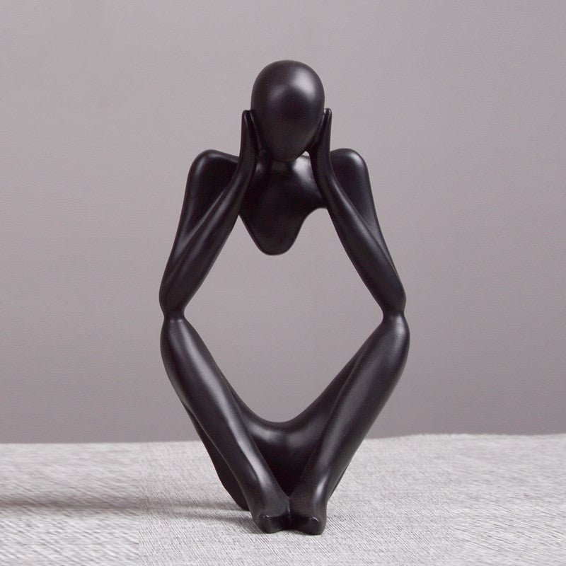 Black Thinker Trio — cast resin sculpture decor, view 9