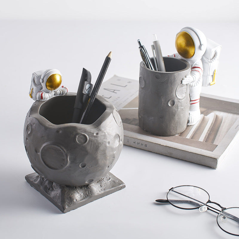 Astronaut Pen Holder — cast resin desk decor, view 1