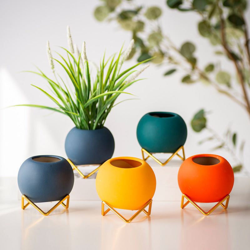 Globe Vase on Brass Stand — vases decor, view 1