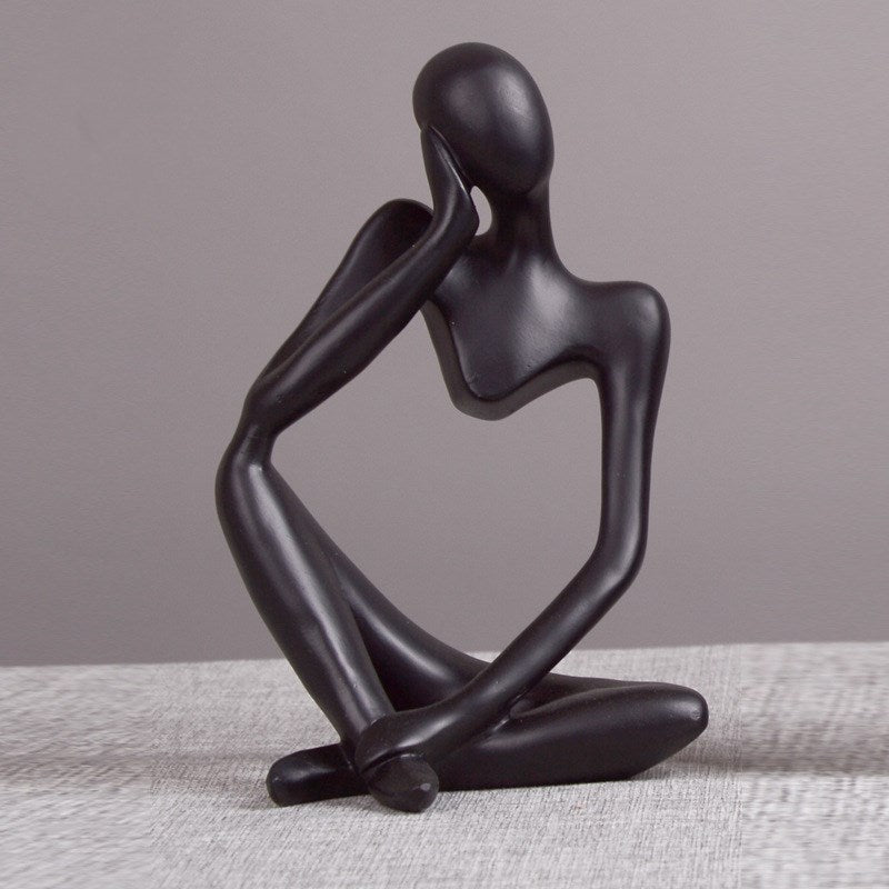 Black Thinker Trio — cast resin sculpture decor, view 3